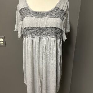 Knox Rose Womens Shirt Grey Gray Lace & Lace Back Vintage Feel Wash XL EUC